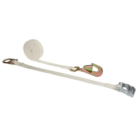 Us Cargo Control 1" x 15' White Tent Cam Strap w/ 5K Twisted Hook & Double D-Ring C5115DDRTFSH33-WHT